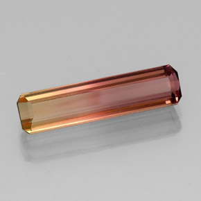 Tourmaline bicolore naturelle taille émeraude, 3,18 ct, VVS-VS