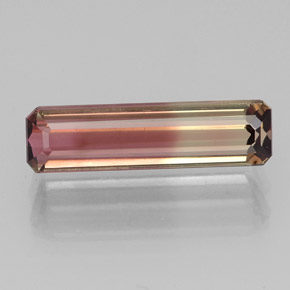 Tourmaline bicolore naturelle taille émeraude, 1,94 ct, VS