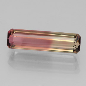 Tourmaline bicolore naturelle taille émeraude, 1,94 ct, VS
