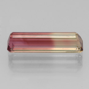Tourmaline bicolore naturelle taille émeraude, 1,94 ct, VS