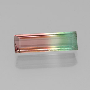Tourmaline multicolore naturelle baguette, 0,84 ct, VS-SI