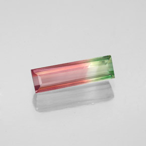 Tourmaline multicolore naturelle baguette, 1,05 ct, VS