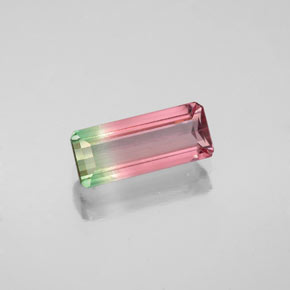 Tourmaline multicolore naturelle taille émeraude, 1,09 ct, VS