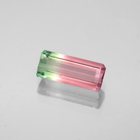 Tourmaline multicolore naturelle taille émeraude, 1,09 ct, VS