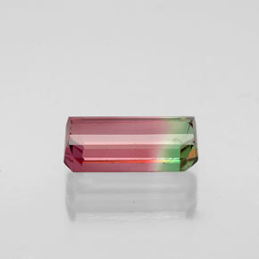Tourmaline multicolore naturelle taille émeraude, 1,75 ct, VS