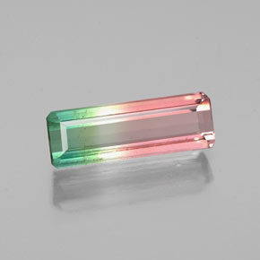 Tourmaline multicolore naturelle taille émeraude, 1,14 ct, VS-SI