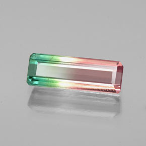 Tourmaline multicolore naturelle taille émeraude, 1,14 ct, VS-SI