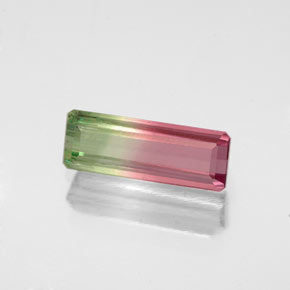 Tourmaline bicolore naturelle taille émeraude, 0,99 ct, VS-SI