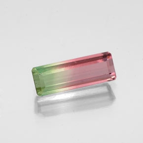 Tourmaline bicolore naturelle taille émeraude, 0,99 ct, VS-SI