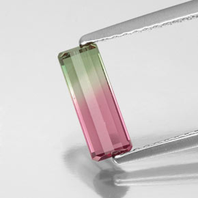 Tourmaline bicolore naturelle taille émeraude, 0,99 ct, VS-SI