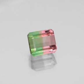 Tourmaline bicolore naturelle taille émeraude, 0,87 ct, VS-SI