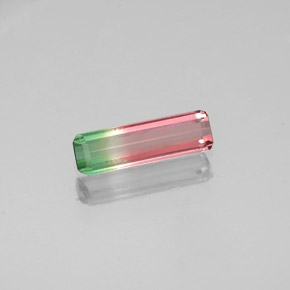 Tourmaline multicolore naturelle taille émeraude, 0,35 ct, VS