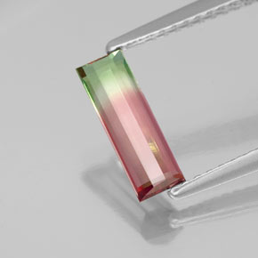 Tourmaline multicolore naturelle baguette, 0,87 ct, VVS-VS