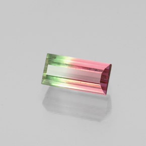 Tourmaline multicolore naturelle baguette, 0,68 ct, VS-SI