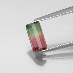 Tourmaline multicolore naturelle taille émeraude, 0,72 ct, SI