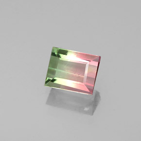 Tourmaline multicolore naturelle baguette, 0,69 ct, VS