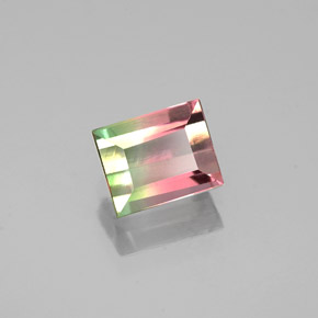 Tourmaline multicolore naturelle baguette, 0,69 ct, VS