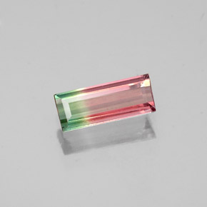 Tourmaline multicolore naturelle baguette, 0,39 ct, VS