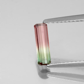 Tourmaline multicolore naturelle taille émeraude, 0,52 ct, VS
