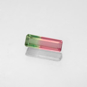 Tourmaline bicolore naturelle taille émeraude, 0,49 ct, VS