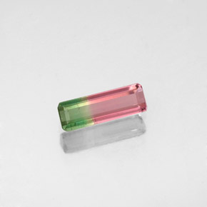 Tourmaline bicolore naturelle taille émeraude, 0,49 ct, VS