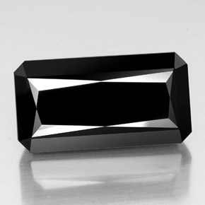 Tourmaline noir naturelle taille émeraude, 38,90 ct, opaque