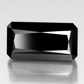 Tourmaline noir naturelle taille émeraude, 38,90 ct, opaque