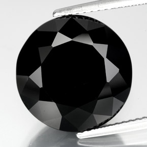 Tourmaline noir naturelle coupe roude, 12,90 ct, opaque