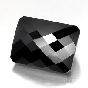 Tourmaline noir naturelle taille émeraude, 31,26 ct, opaque