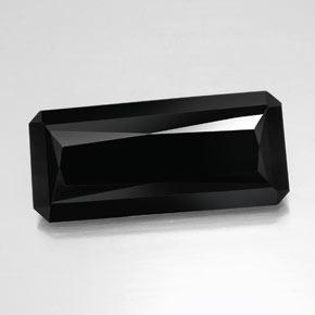 Tourmaline noir naturelle taille émeraude, 35,23 ct, opaque