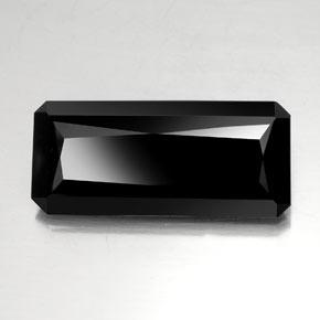 Tourmaline noir naturelle taille émeraude, 35,23 ct, opaque