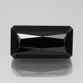 Tourmaline noir naturelle taille émeraude, 40,08 ct, opaque