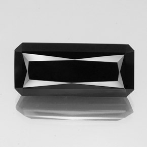 Tourmaline noir naturelle taille émeraude, 28,68 ct, opaque