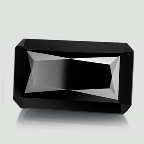 Tourmaline noir naturelle taille émeraude, 22,79 ct, opaque
