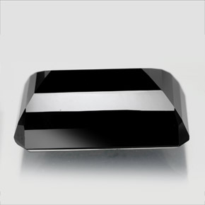 Tourmaline noir naturelle taille émeraude, 22,79 ct, opaque