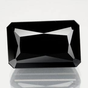 Tourmaline noir naturelle taille émeraude, 14,50 ct, opaque