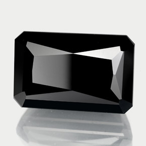 Tourmaline noir naturelle taille émeraude, 14,50 ct, opaque