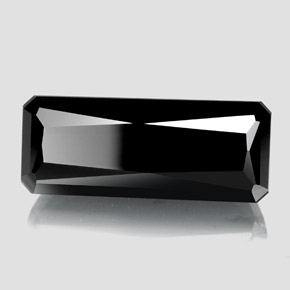 Tourmaline noir naturelle taille émeraude, 18,37 ct, opaque