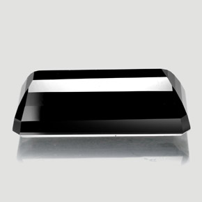 Tourmaline noir naturelle taille émeraude, 18,37 ct, opaque