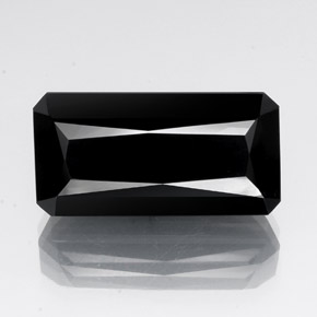 Tourmaline noir naturelle taille émeraude, 30,20 ct, opaque