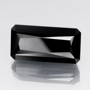 Tourmaline noir naturelle taille émeraude, 30,20 ct, opaque