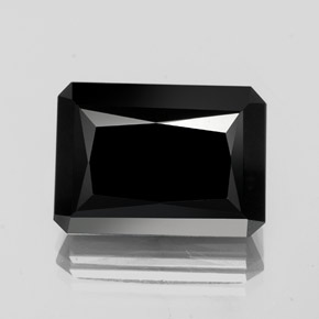 Tourmaline noir naturelle taille émeraude, 18,35 ct, opaque