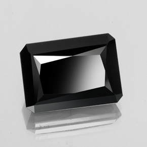 Tourmaline noir naturelle taille émeraude, 18,35 ct, opaque