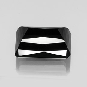 Tourmaline noir naturelle taille émeraude, 18,35 ct, opaque