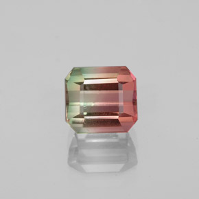 Tourmaline bicolore naturelle taille émeraude, 1,50 ct, VS
