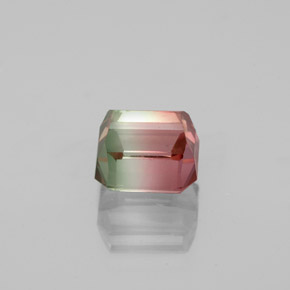 Tourmaline bicolore naturelle taille émeraude, 1,50 ct, VS