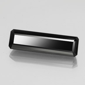 Tourmaline noir naturelle taille émeraude, 13,44 ct, opaque