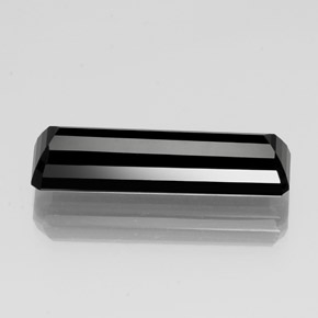 Tourmaline noir naturelle taille émeraude, 13,44 ct, opaque