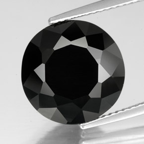 Tourmaline noir naturelle coupe roude, 7,35 ct, opaque
