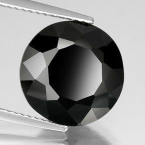 Tourmaline noir naturelle coupe roude, 7,35 ct, opaque
